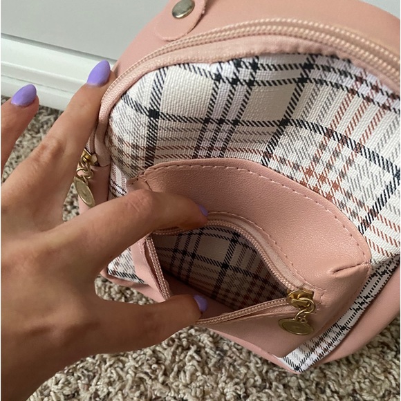 Shein Mini Pink Plaid Backpack - Picture 5 of 11